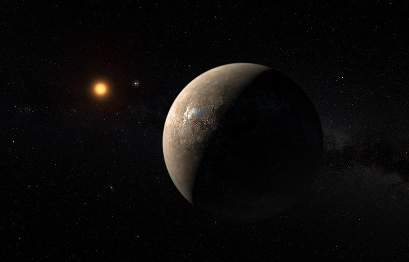 Artist's impression of Proxima Centauri b orbiting its red dwarf star