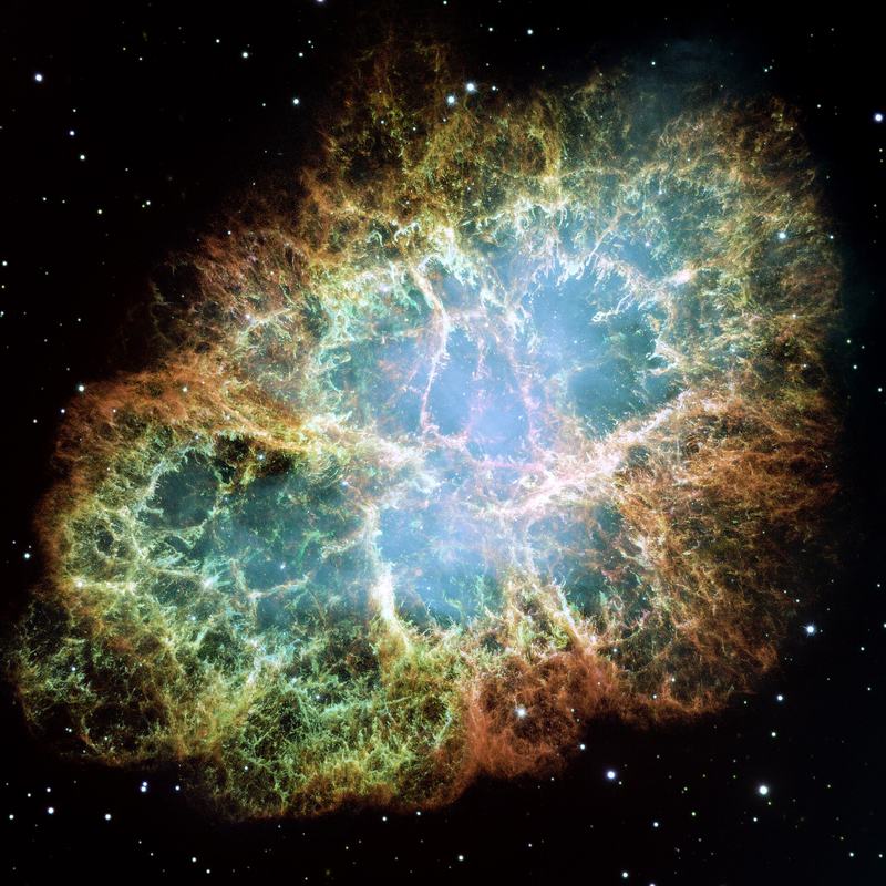 Krabí mlhovina fotografovaná Hubbleovým vesmírným teleskopem