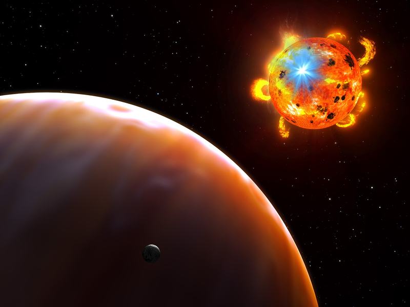 Artist's impression of a red dwarf star erupting in a stellar flare