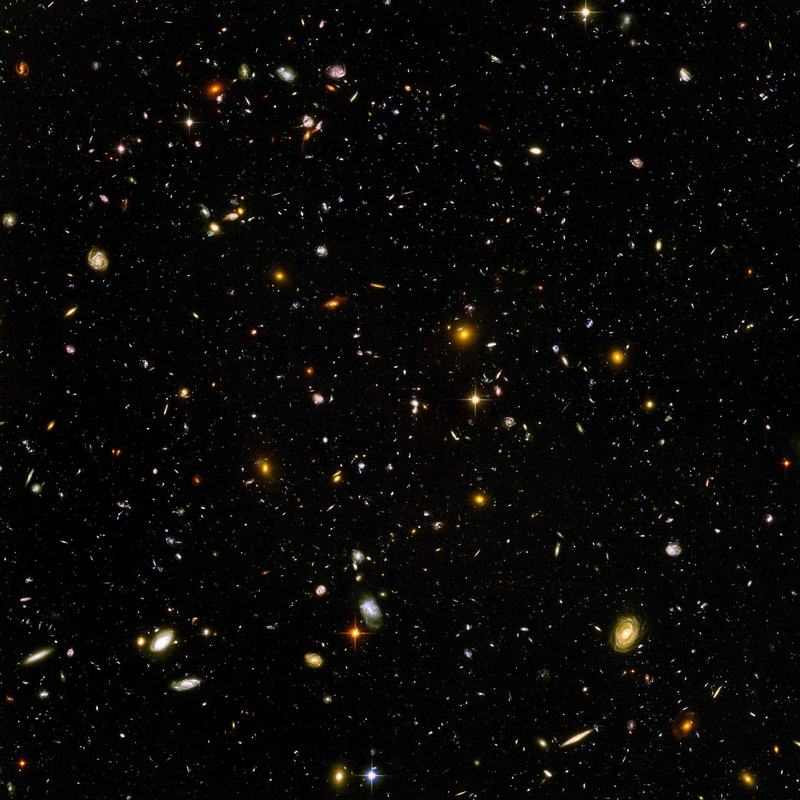 The Hubble Ultra Deep Field showing thousands of distant galaxies