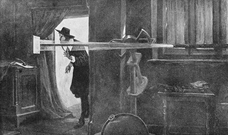 Tegning av Jeremiah Horrocks som observerer venuspassasjen