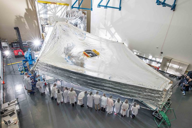The five-layer sunshield of the James Webb Space Telescope
