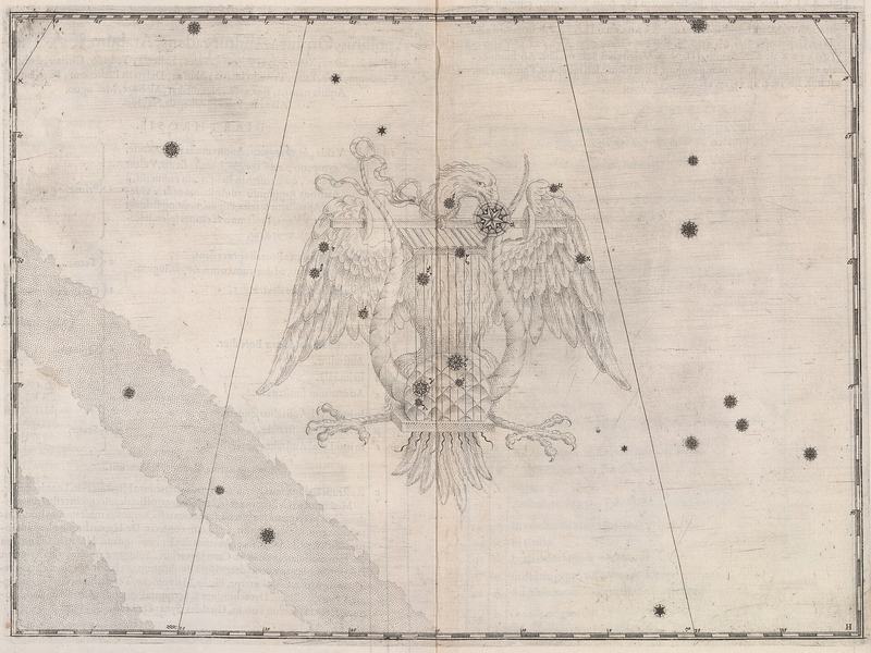 Mapa estelar histórico de 1603 da constelação Lira de Uranometria