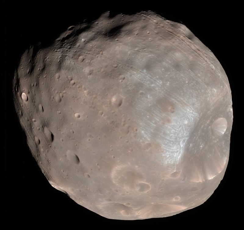 Color image of the moon Phobos taken by the Mars Reconnaissance Orbiter