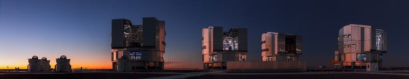 The Very Large Telescope at twilight on Cerro Paranal, Chile