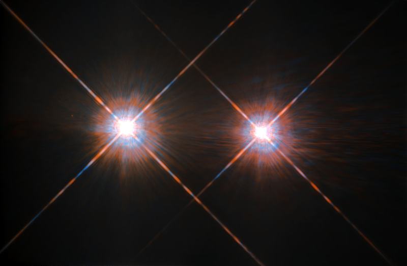 Alfa Centauri A og B avbildet sammen som det nærmeste stjernesystemet til Jorden