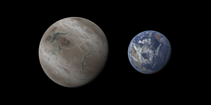 Size comparison of Kepler-452b and Earth