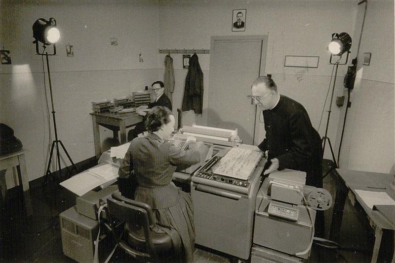 Georges Lemaître working with the Burroughs E101 computer in 1959