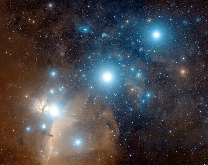 Orion's Belt showing the stars Alnitak, Alnilam, and Mintaka
