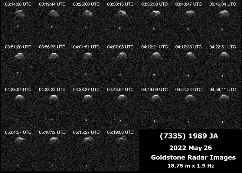 NASAs radarbildekollasje av den jordnære asteroiden 7335 1989 JA
