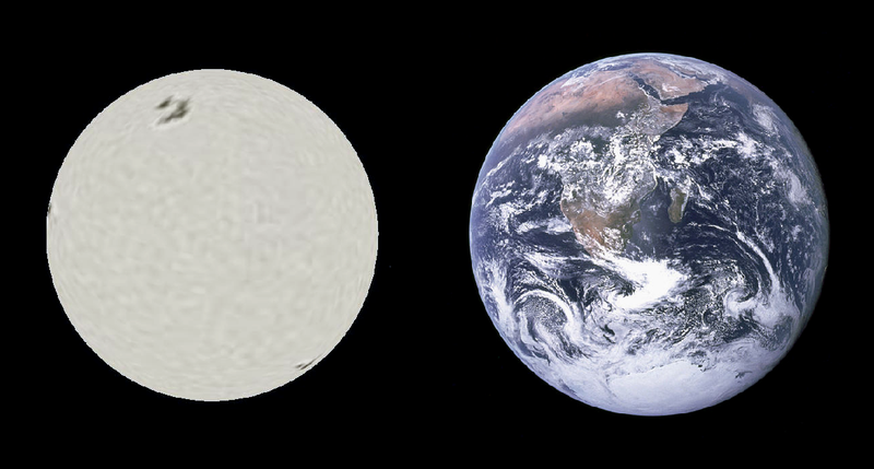 Confronto delle dimensioni tra la nana bianca Sirius B e la Terra